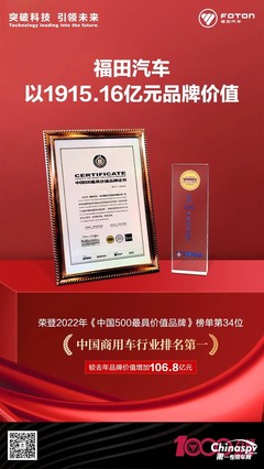 品牌價(jià)值1915.16億元 福田汽車18載蟬聯(lián)最具價(jià)值商用車品牌的北京樣本
